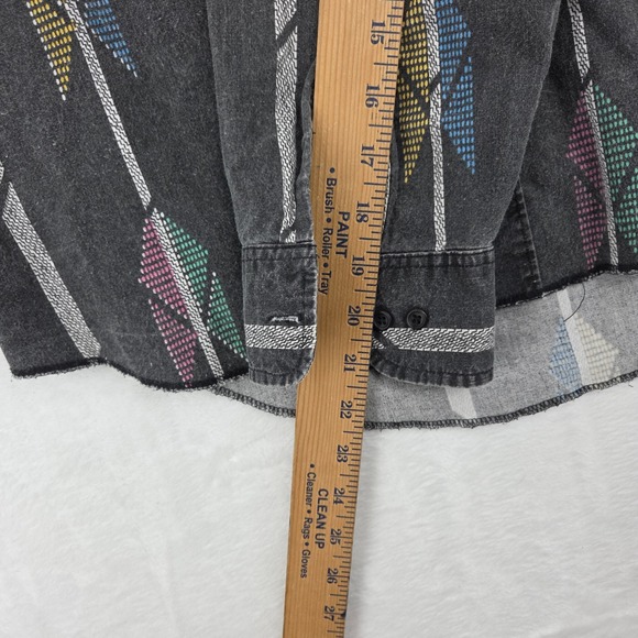 VTG Wrangler Western Shirt Aztec Geometric Button Up Shirt Sz Lg FADED WORN - Picture 10 of 13